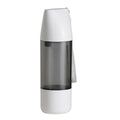 White and transparent cylindrical container on a white background