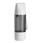 White and transparent cylindrical container on a white background