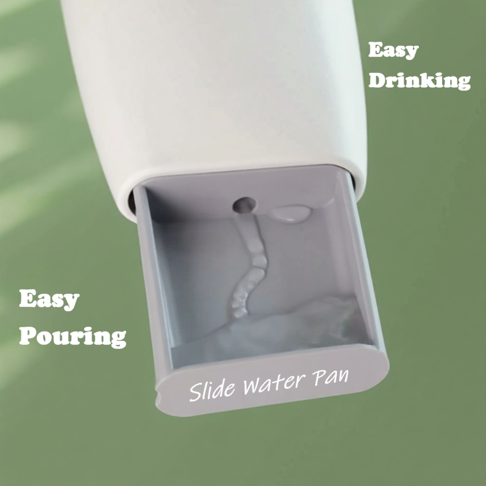 Slide water pan with text on a green background