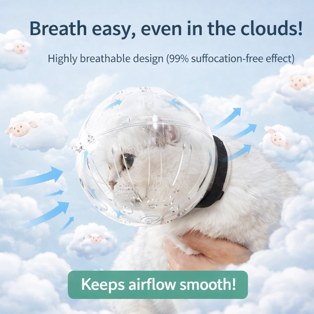Breathable cat grooming ball mask 99 percent suffocation free airflow smooth