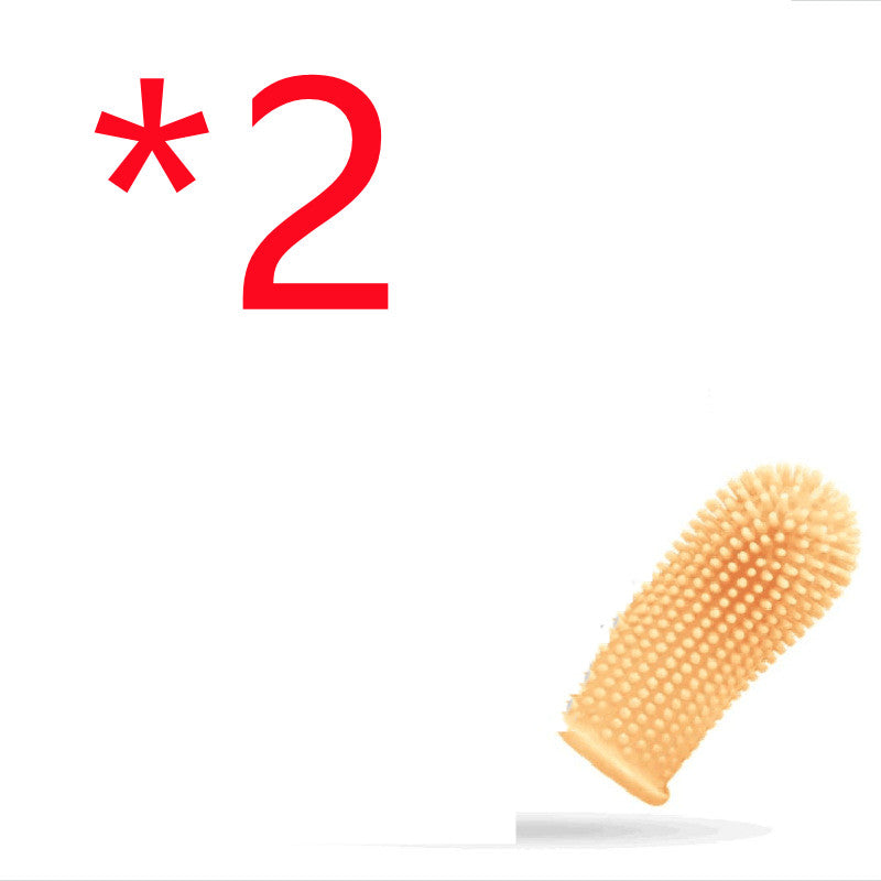 Orange silicone pet finger toothbrush 2 sets
