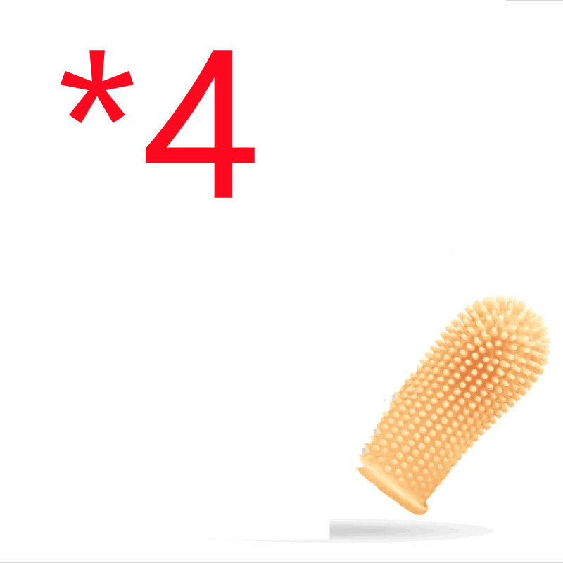 Orange silicone pet finger toothbrush 4pcs