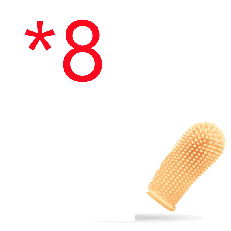 Orange silicone pet finger toothbrush 8pcs with storage case