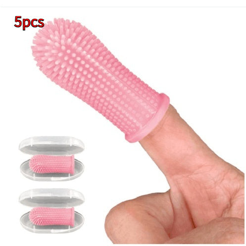 Pet finger toothbrush silicone 5pcs with storage case