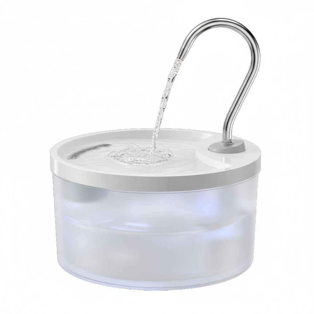 Water fountain dispencer for cats, purified, White option with white light