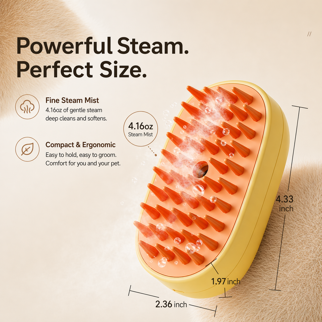 Cat steam brush fine mist 4.16oz compact ergonomic size 4.33x2.36 inch